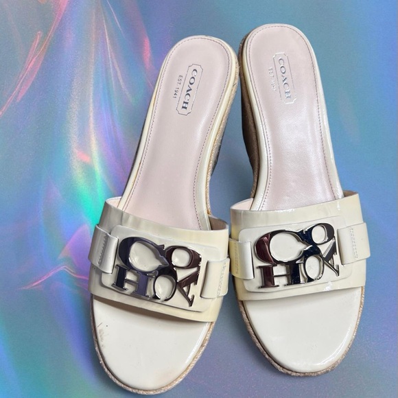 Coach Shoes - Coach Women's Beige Logo Mules